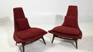 Karpen of California Mid Century Slipper Chair - Pair