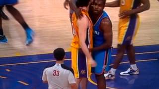 Pau Gasol Touches Ibakas Crotch