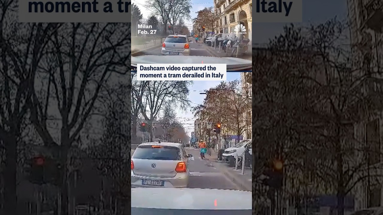 Dashcam video captured the moment a tram derailed in Italy