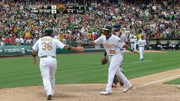 SF@OAK: Cespedes doubles to right to score two