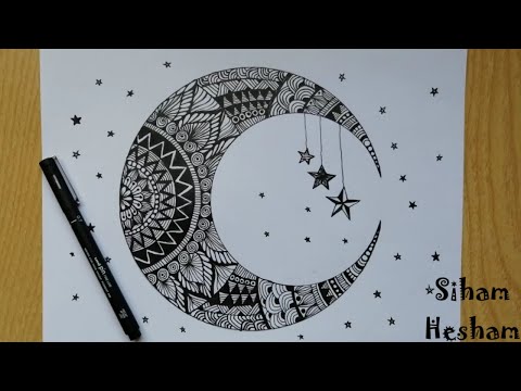 تعلم رسم مانديلا سهله علي شكل هلال |Mandala Art