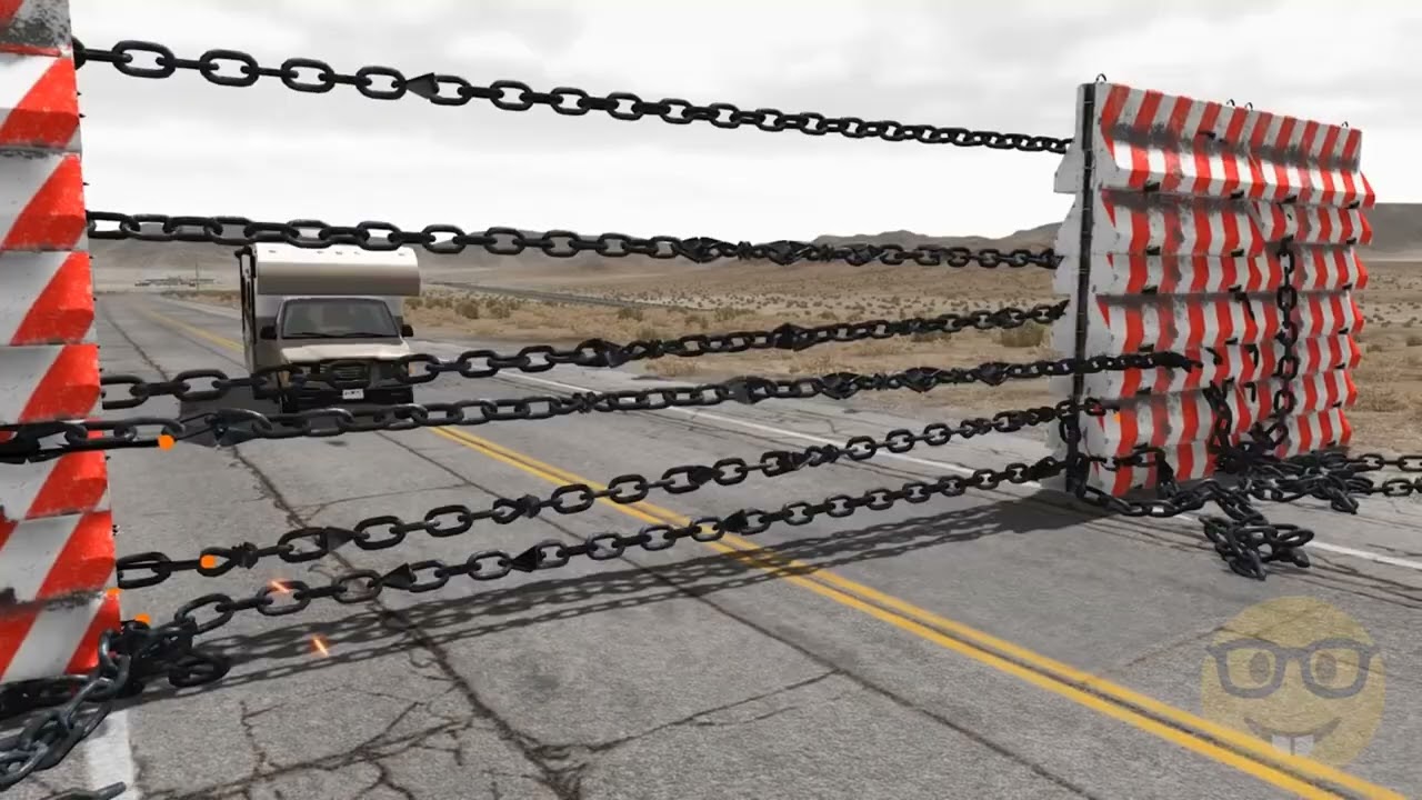 Cars vs Chain Wall – BeamNG.Drive