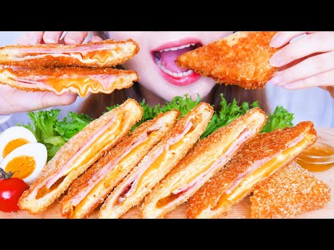 【咀嚼音/ASMR】韓国で話題‼︎モンテクリストを作って食べる音【字幕付】Eat sounds of Mote Cristo Sandwich from Korea