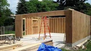 Construction of a two car garage in Arlington Heights, IL.