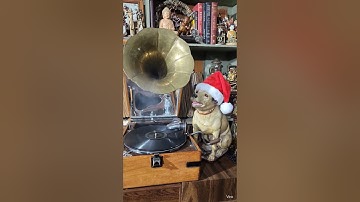 I asked AI to animate my photo in a christmas way. HMV RCA Nipper Singing #wow