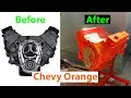 Rust-Oleum Engine Paint Job - New Engine Gets Sprayed in Chevy Orange -  Old Yacht Restoration -Ep19