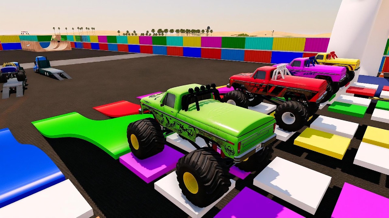 TRANSPORTING CARS, MONSTER TRUCK OF COLORS! WITH TRUCKS!   FS 22