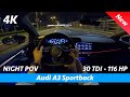 Audi A3 Sportback 2020 - Night POV test drive & FULL review in 4K, LED Headlights test, 0 - 100 km/h