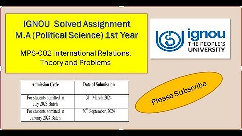MPS-002 M.A (Political Science) IGNOU  Solved Assignment  1st Year #mps #ignou #solvedassignments