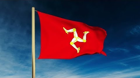 4K Isle Of Man flag slider style. Waving in the win with cloud background animation Stock video