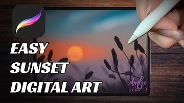EASY DIGITAL ART FOR BEGINNERS | Sunset and wheat field Time-lapse | Procreate on iPad Pro