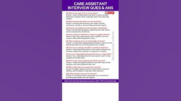 Care Assistant Interview Questions and Interview