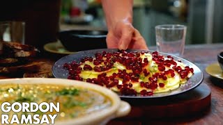 Gazpacho Paired With Pineapple Carpaccio, Pomegranate & Vanilla Salt By Gordon Ramsay