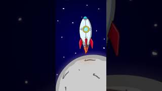 A spaceship landing on moon 2d animation