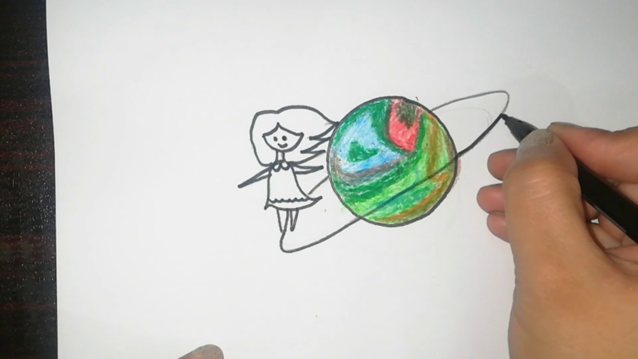 How To Draw A Girl In Space || Easy Drawing