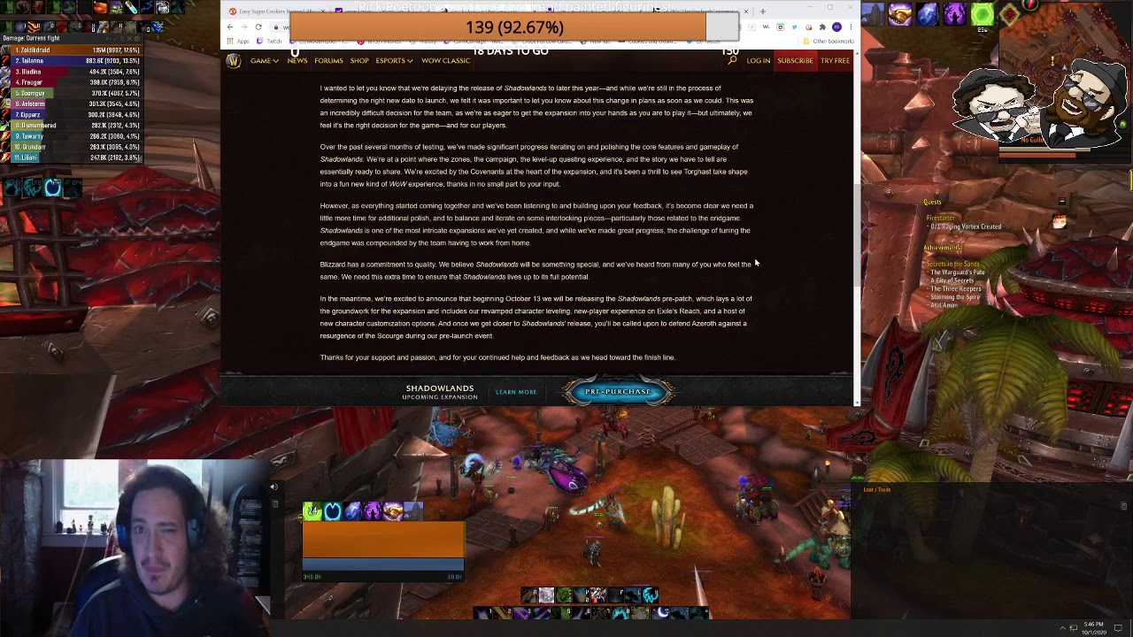 They did it! Shadowlands delayed