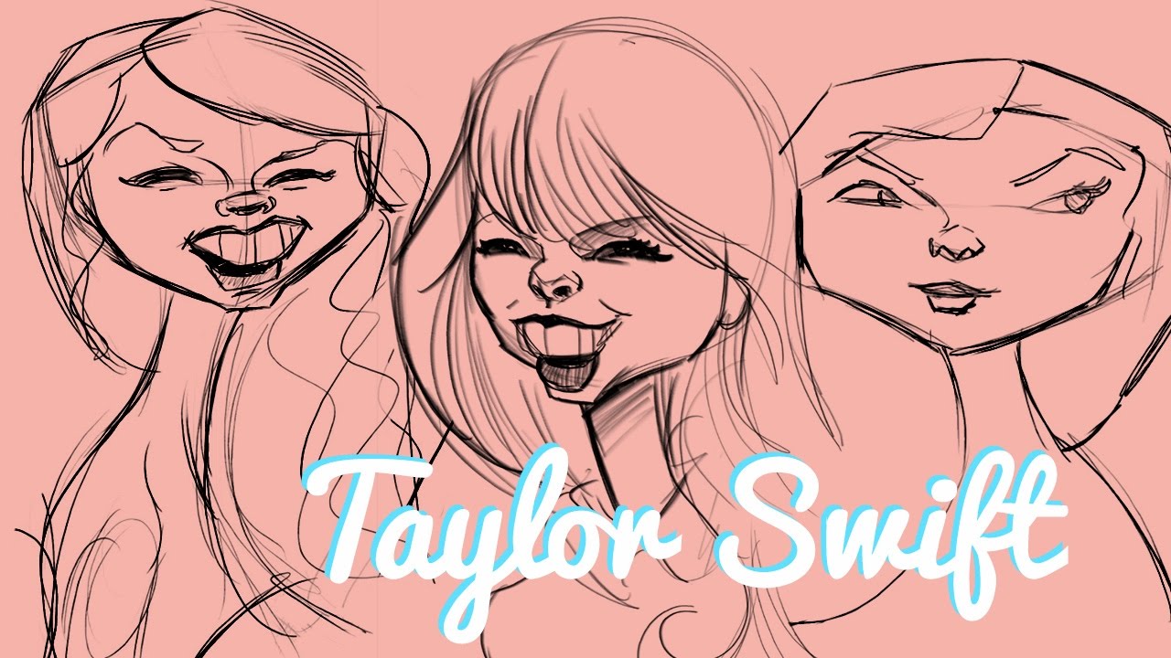 ⁣Caricature of Taylor Swift - Thumbnail Sketch Example