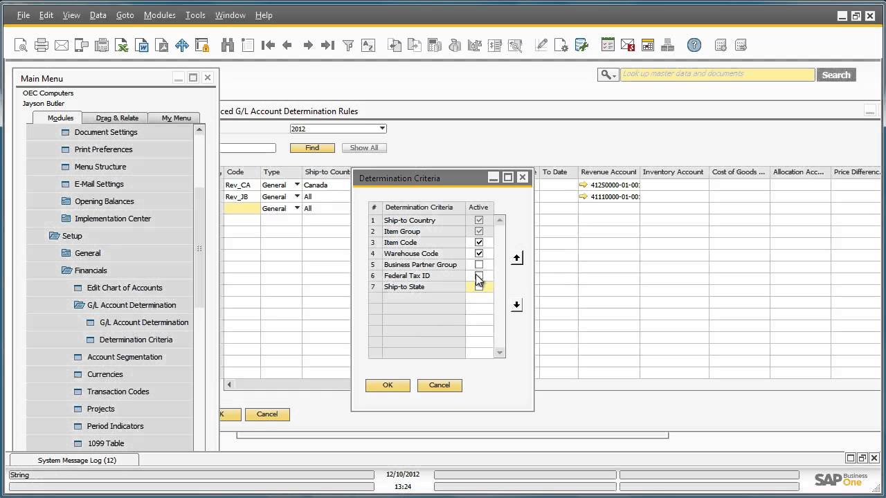 sap account assignment category gl account