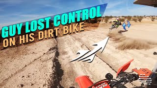 Guy Lost Control on His Dirt Bike and Crashed Then Another Went Back to Check on Him