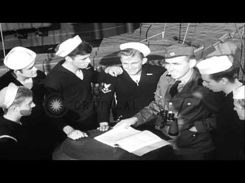 Blinking lights, semaphore, and signal flags used aboard LST (Landing Ship, Tank)...HD Stock Footage
