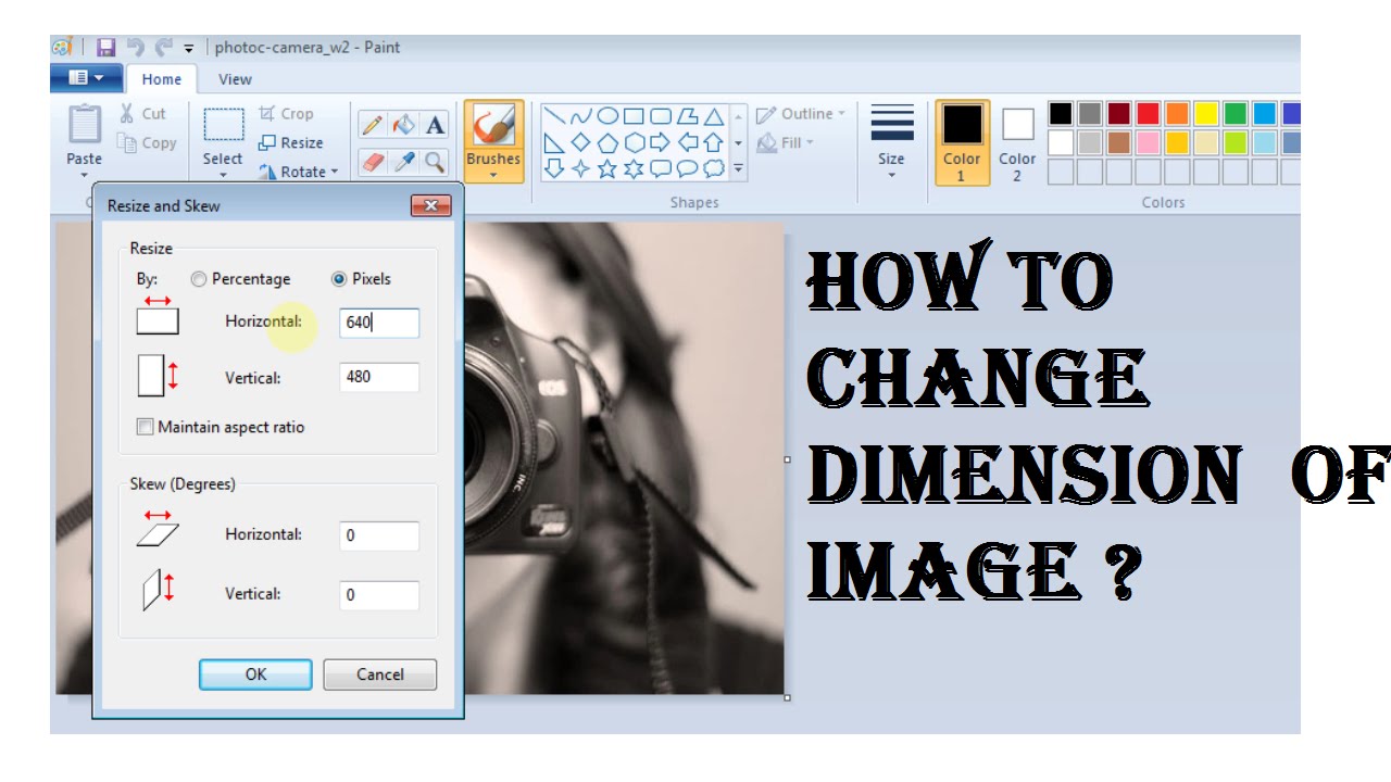 How to change dimension of image YouTube