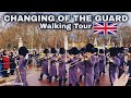 LONDON🇬🇧 Changing of the Guard Walking Tour Outside Buckingham Palace 4K