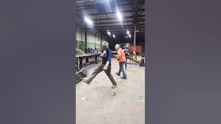 My son dancing in the front at work
