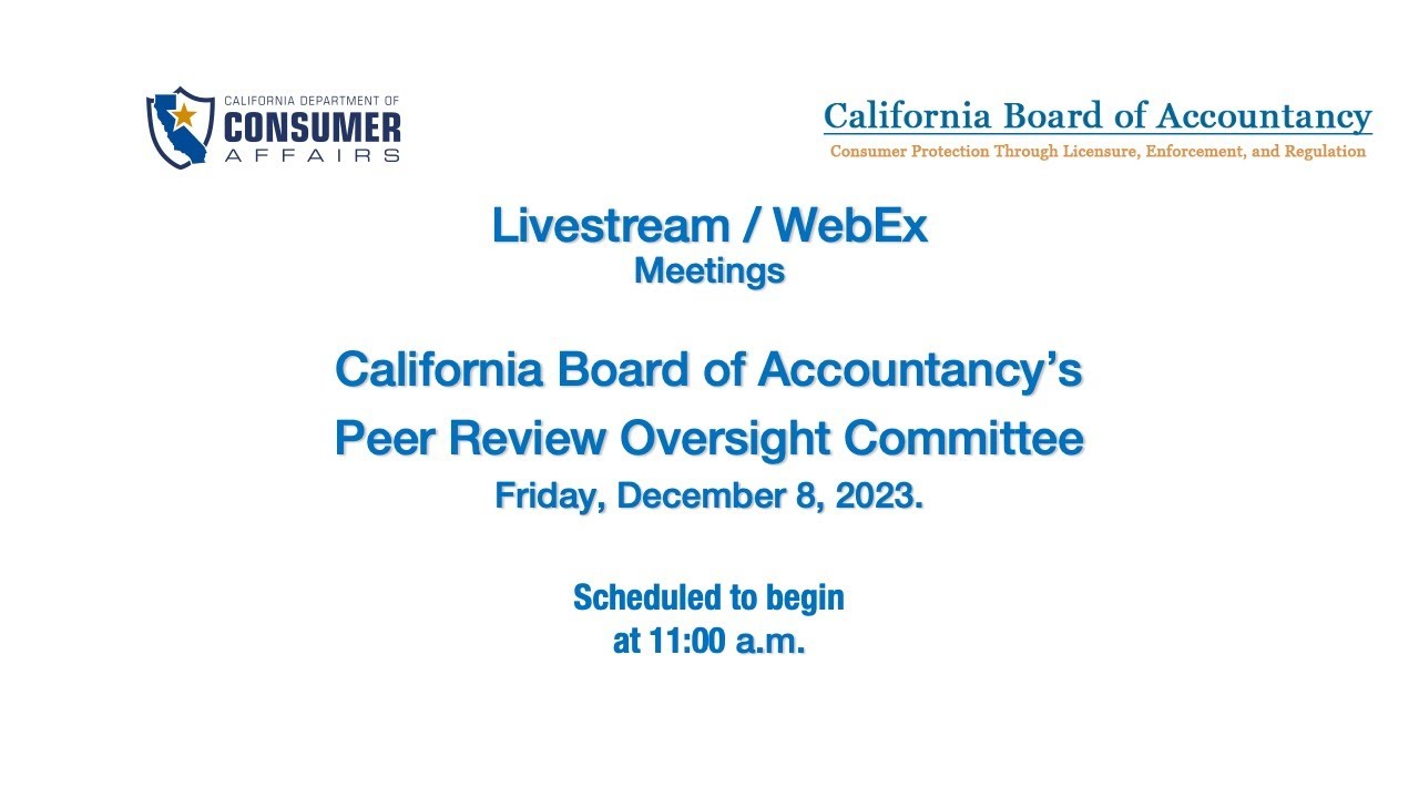 California Board Of Accountancy Peer Review Oversight Committee California board of accountancy peer review oversight committee