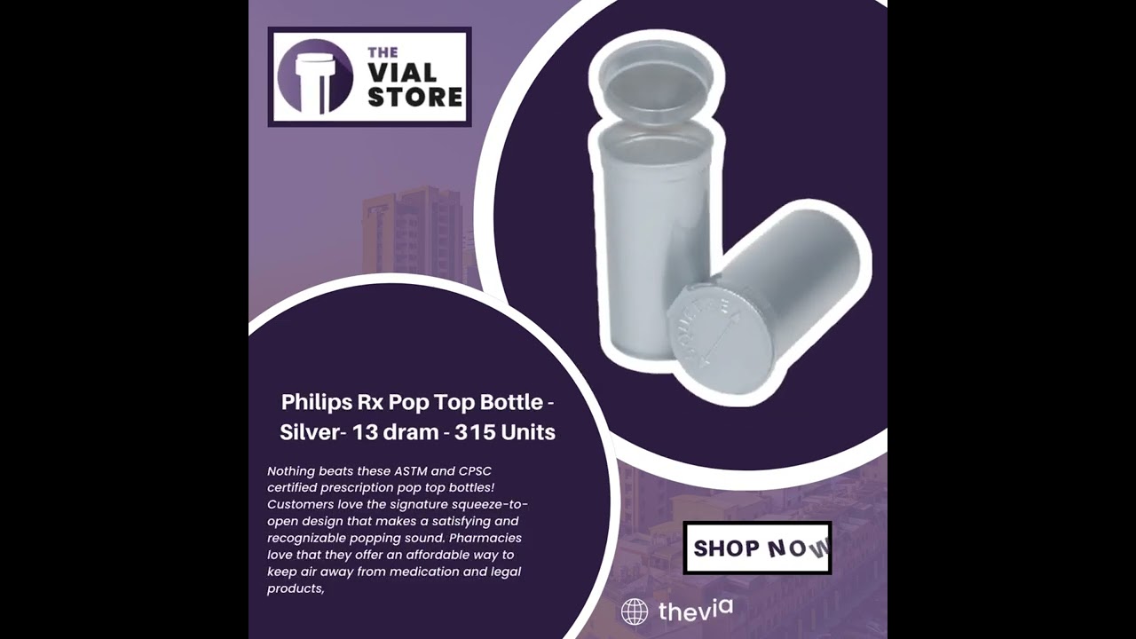 (Philips Rx Pop Top Bottle -Silver- 13 dram - 315 Units)