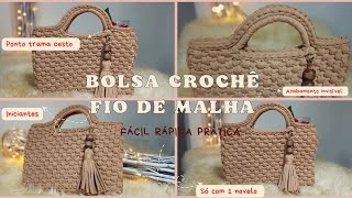 BOLSA DE CROCHÊ FIO DE MALHA FÁCIL RÁPIDA E PRÁTICA