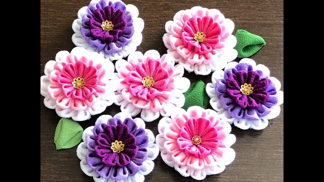 100均材料 つまみ細工 Kanzashi Flower Fabric Flower 成人式 七五三髪飾り作り方 Youtube