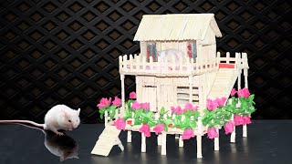 Popsicle stick house building for rat | the pet rat house