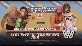 “Macho Man” Randy Savage vs. Ricky Steamboat rematch at WrestleMania III on WWE 2K24