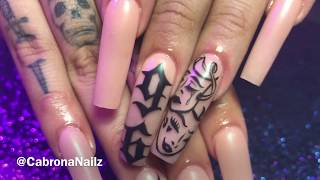 How to draw Smile Now Cry Later nail art tutorial - Cabrona Nailz