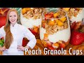 EASY Peach Granola Cups with Yogurt, Strawberries & Diced Peaches! With Honey!!