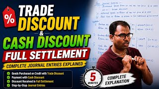 Trade Discount & Cash Discount (Full Settlement) | Journal Entries Explained Step by Step