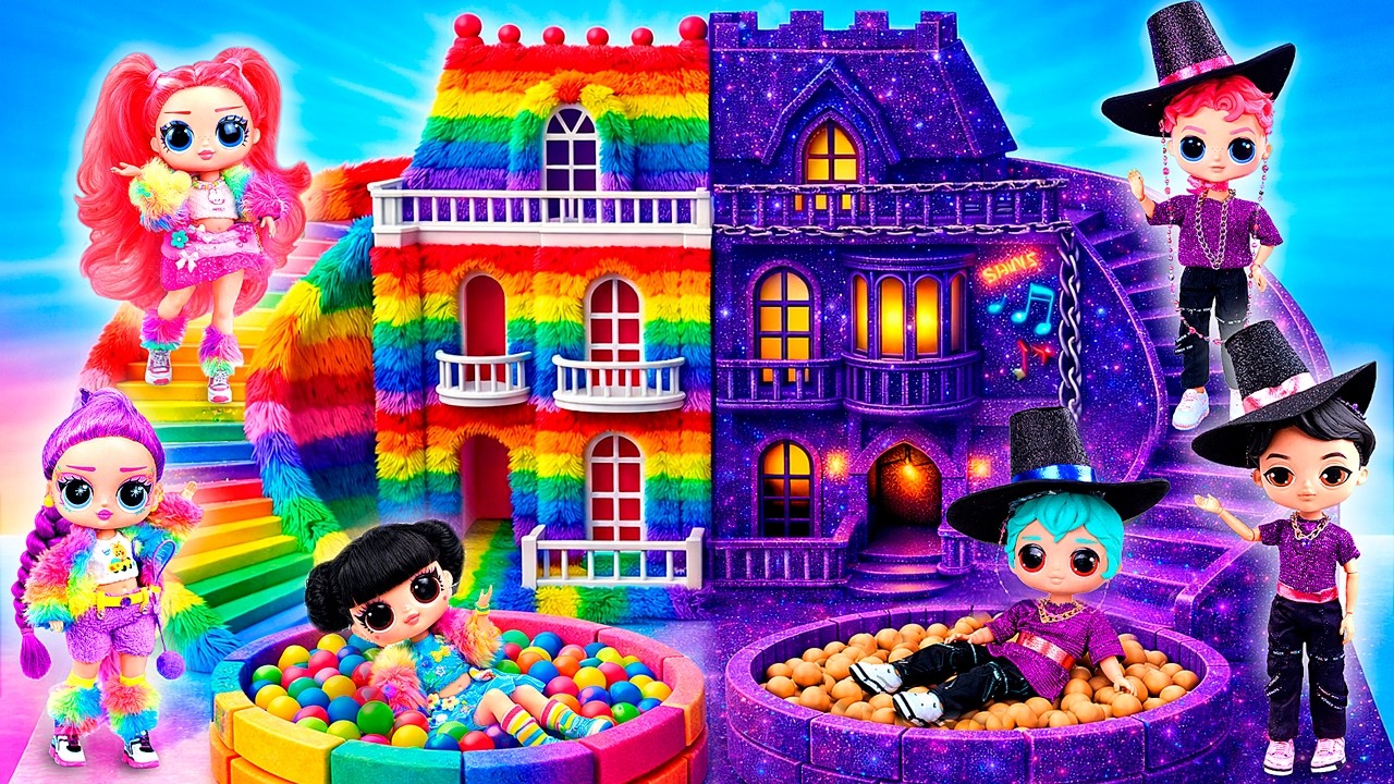 K-Pop Охотницы на Демонов: строим дом в радужном и Черном стиле! 10 поделок для кукол L.O.L.