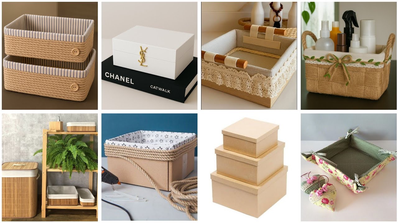 افكار💡عندك علب كرتون اصنعي منظمات وديكورات لبيتك  recyclage des cartons #diy  DIY rangement#storage