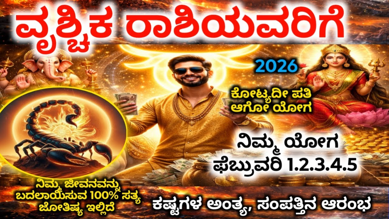 ವೃಶ್ಚಿಕ ರಾಶಿ: ಈ ದಿನಾಂಕಗಳನ್ನು ಬರೆದಿಟ್ಟುಕೊಳ್ಳಿ! 6 ಘಟನೆಗಳು ಖಚಿತ | Vrischika Rashi 2026 Kannada