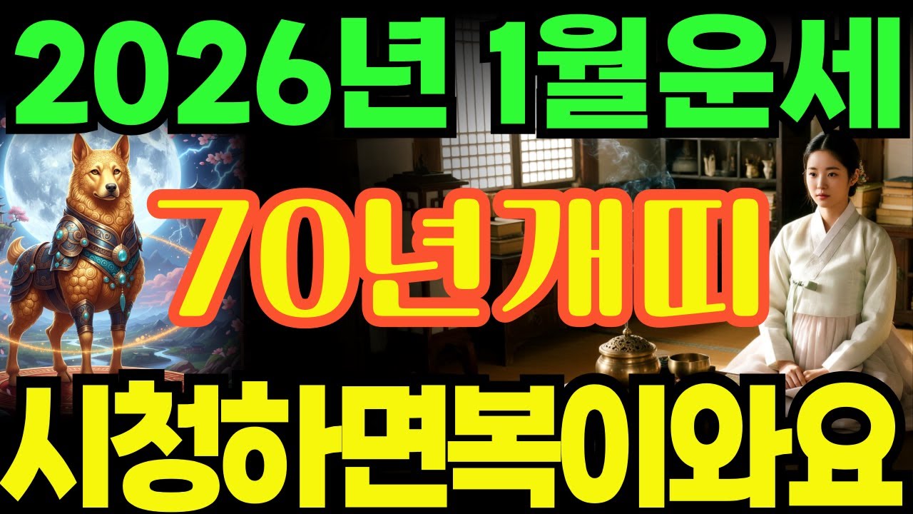 [70년개띠26년1월운세]시청하면복이오는1970년경술생개띠26년1월운세