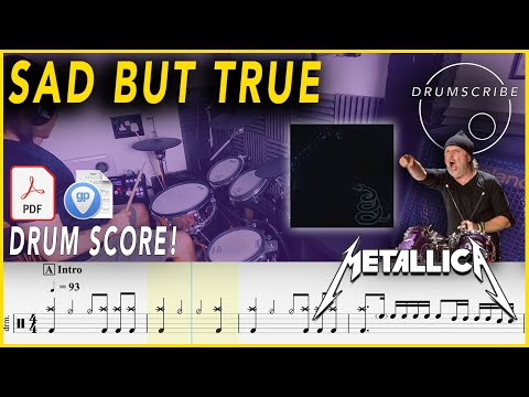 Sad But True - Metallica | Drum SCORE Sheet Music | #128 DRUMSCRIBE