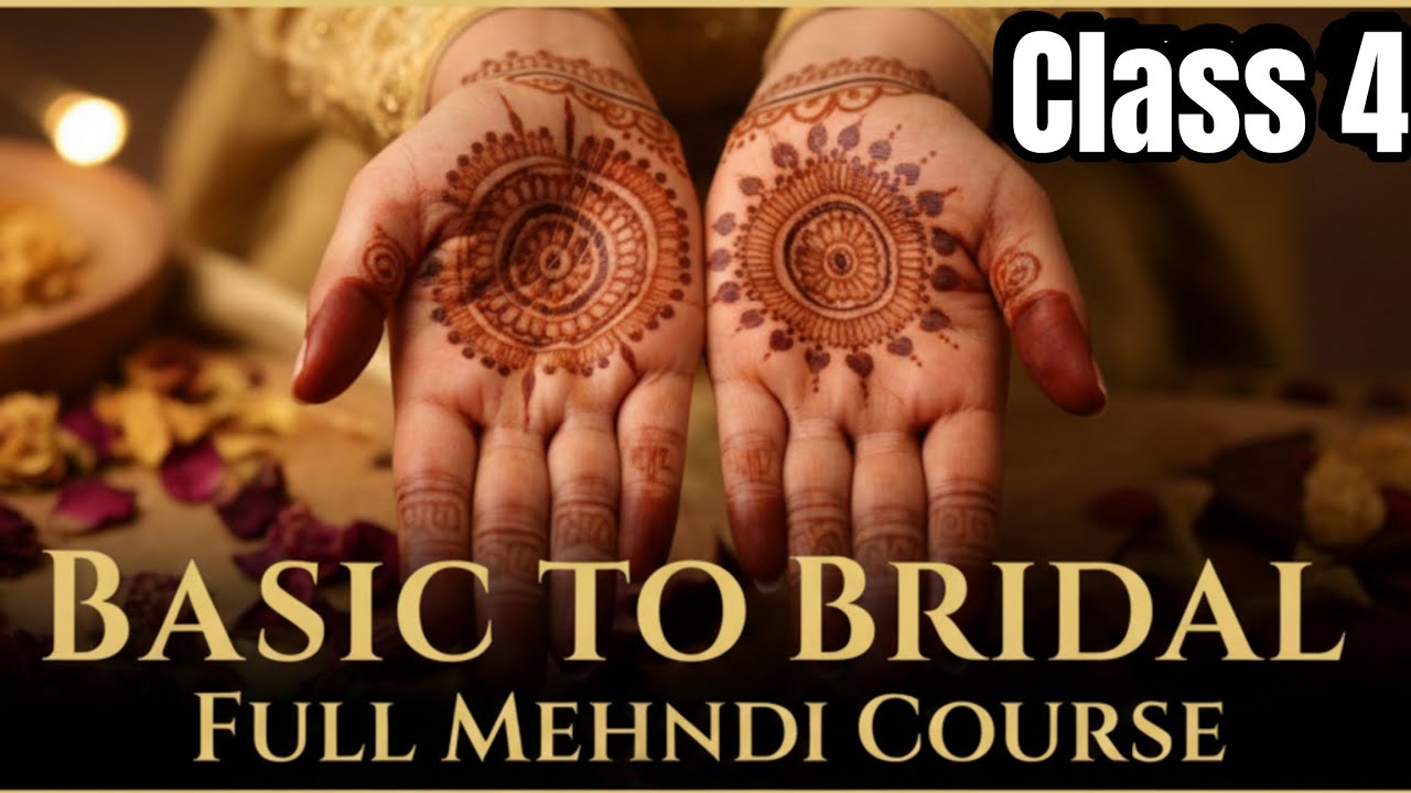 Basic To Bridal Full Mehndi Course || Class 4 Trending Grid Design 🌿