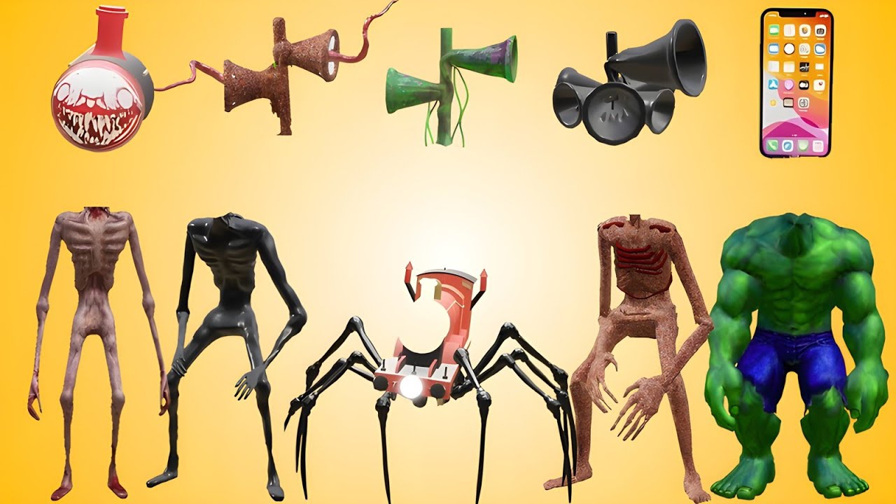 WRONG HEADS SIREN HEAD CAR, GREEN HOUSE HEAD, SCARY HOUSE, SIREN HEAD DOUBLE, SIREN HEAD THUNDERBOLT