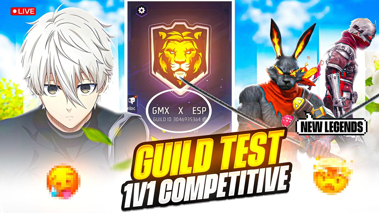 🔴 GUILD TEST LIVE ❤️‍🔥 | 1v1 + 1v4 BATTLE | GRIMEXA X ESP ☠️