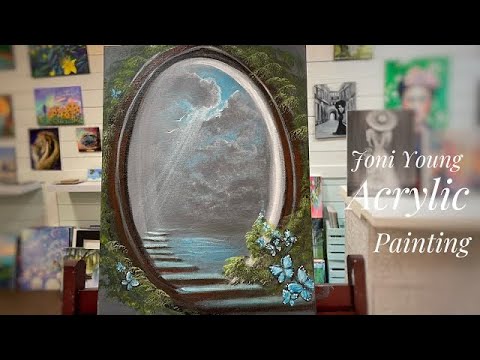 Acrylic Painting Demonstration | Fantasy Portal & Blue Butterflies ?