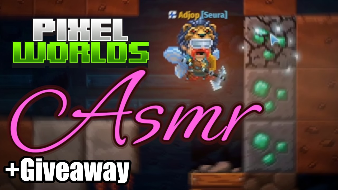 Pixel Worlds Mining ASMR | Sounds to relax / study to! 💎(Giveaway