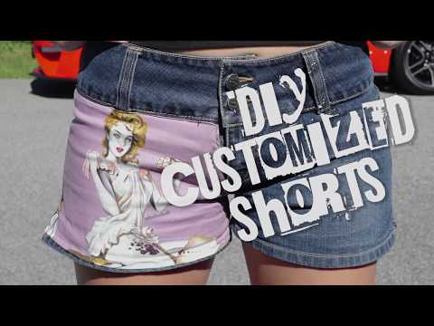 DIY Customized Jean Shorts Using Zombie Pin Up Fabric