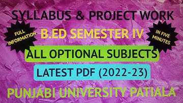 New Syllabus & Project Work/All Optional Papers / B.Ed Semester IV/Punjabi University Patiala
