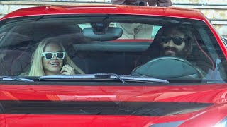 LEONARDO DEL VECCHIO JESSICA SERFATY MICHEL arriving with his NEW FERRARI F12 TDF at Casino Monaco