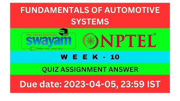 Fundamentals of automotive Systems || NPTEL || Week-10 Assignment Answer ||